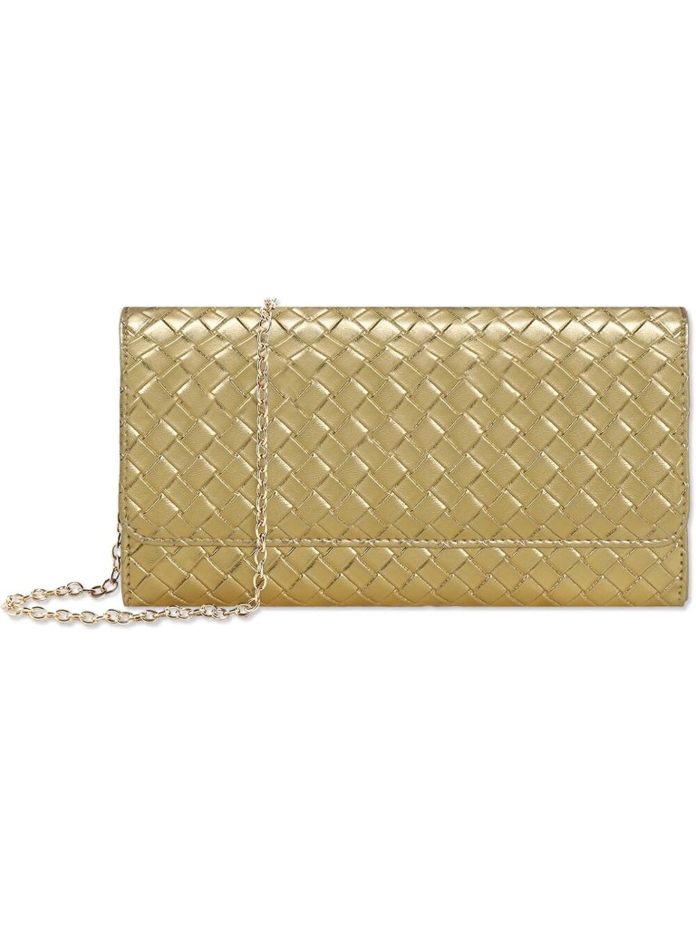 Women's Gold Clutch Purse Removable Gold Chain Evening Crossbody Bags